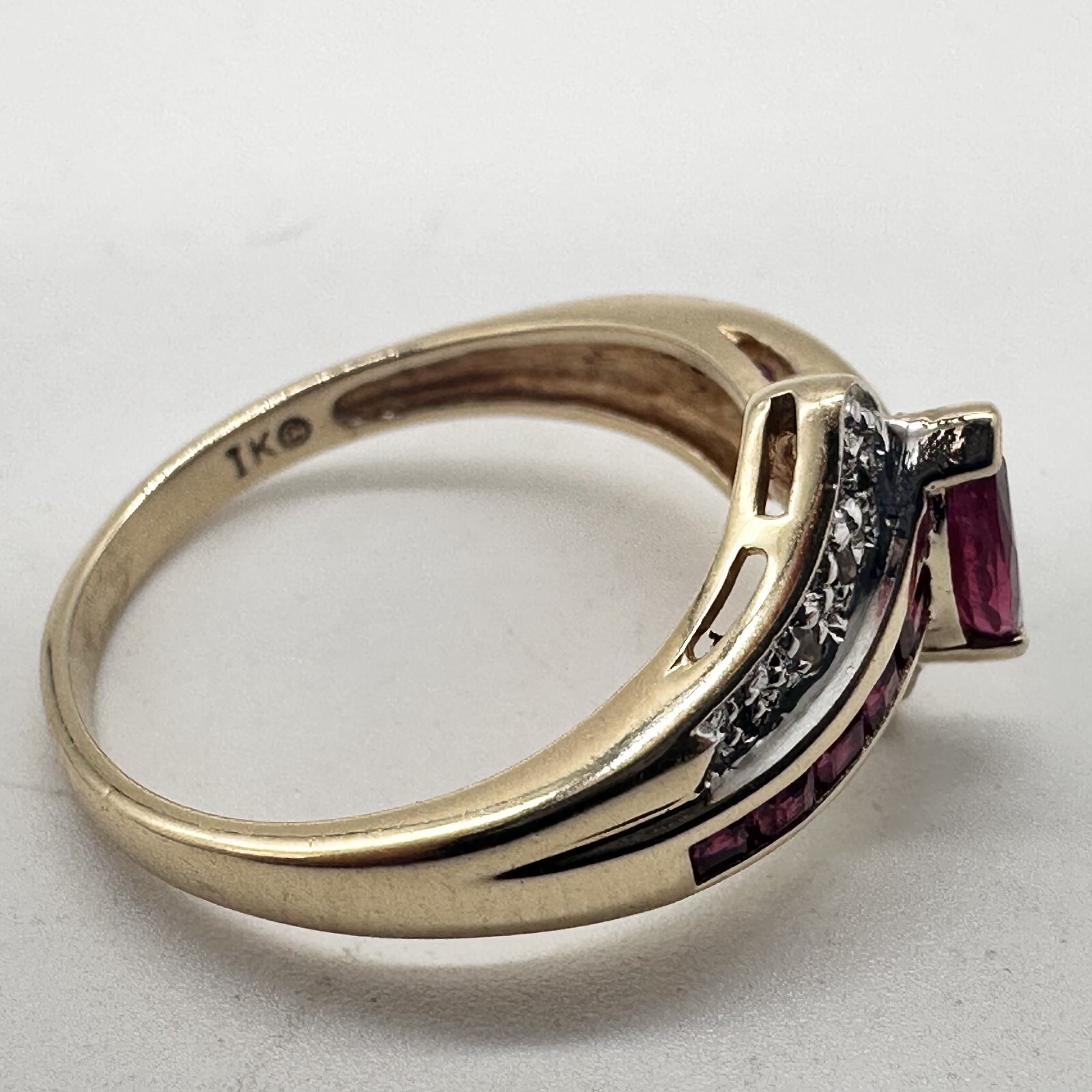 14K Yellow Solid Gold Natural Ruby & Diamond .01T… - image 4