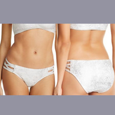 NEW 60 Carmen Marc Valvo  XS  Silver Splatter Strappy Bikini Bottom U131