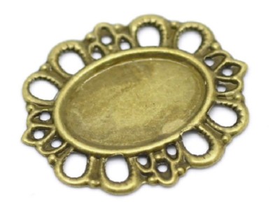 Pkg of 10 OVAL Antique Bronzed CABOCHON SETTING 1-3/16'' x 1-1/16'' (30mm) (18551)
