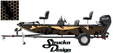 Boat Wrap Orange Hexagon Abstract Fishing Decal Kit Graphic USA Vinyl Bass Fish 