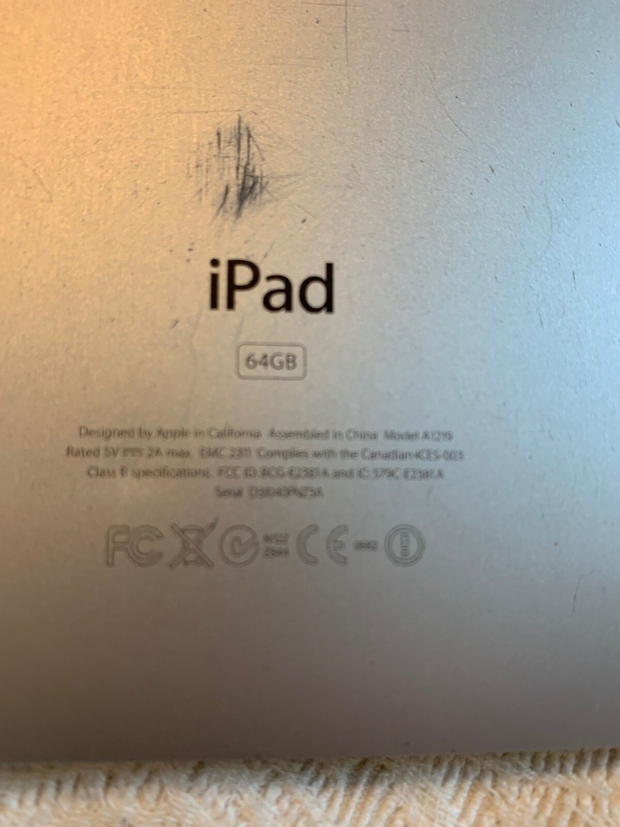 Apple iPad - 1st Generation 64GB Wi-Fi . NOT WORKING! Model A1219