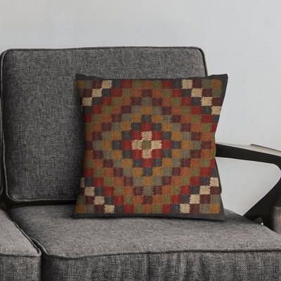 Vintage Cushion Cover 18x18'' Kilim Pillow Oushak Throw Aztec Couch Cushion
