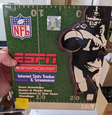 NFL ESPN Sportscenter Internet Stats & Tracker & Screensaver PC Game 1999 NOS 