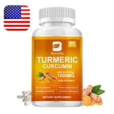 Turmeric Curcumin 1500mg with Black Pepper Joint Pain Maxx Strength 90 Capsules