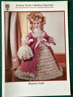 Regency 15'' Porzellan Puppen Kleid Strickmuster Jacquay Yaxley - Regency Lady