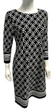 Talbots Shift Dress Black & White Stretch Career Casual All Seasons Size 4
