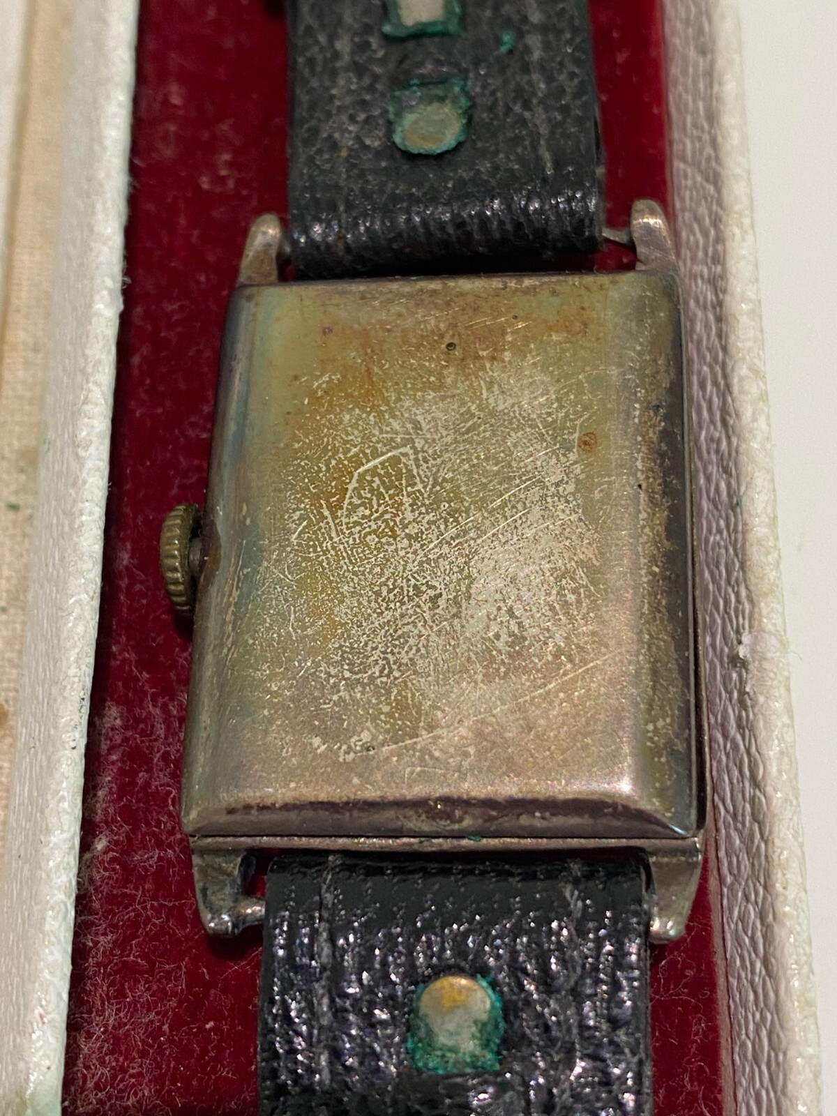 Vintage Watch - Rectangular Face, Numbers, Leathe… - image 2