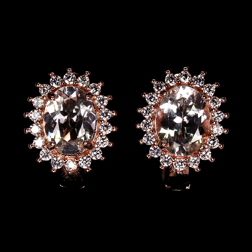 Orecchini pendenti con chiusura a leva in morganite rosa a Orecchini pendenti con chiusura a leva in morganite rosa a