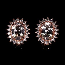 925 Sterlingsilber Ohrringe Oval Pink Morganit 8x6mm Natürlich Edelstein Schmuck