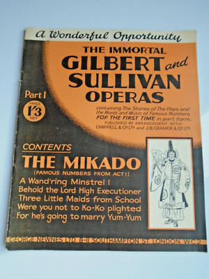 THE MIKADO (highlights) Gilbert & Sullivan sheet music c.1930s 34 pages