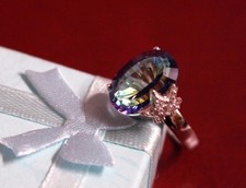 New Natural Brazil 11 TCW Mystic Topaz, Sterling Silver Ladies ring, Size 6,7