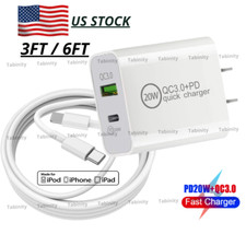 Dual USB Type C Power Adapter For iPhone 14 13 12 11 XR 20W PD Fast Wall Charger