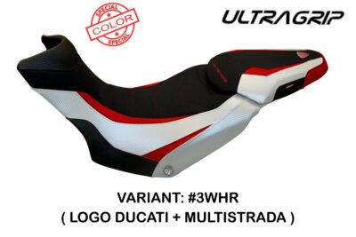 Ducati Multistrada 1200-1260 Enduro  Tappezzeria Italia WHITE - RED Seat cover