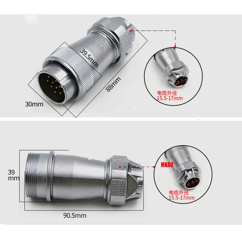 WF32 Aviation Plugs Sockets IP67 Industrial Waterproof Cable Connector 4~19 Pins - Image 2 of 4