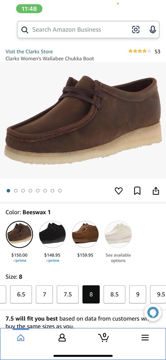 Clarks Wallabee Femme – Marron, Taille 8 – Cuir Souple, Style Chukka