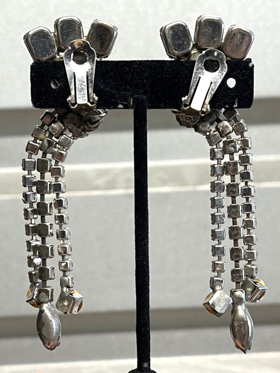 Vintage Unsigned Clear Unsigned Rhinestone Dangle… - image 12
