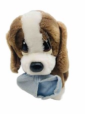 Vintage Applause Sad Sam Dog w/ Blue Slipper 7" Plush Stuffed Animal Hound Dog