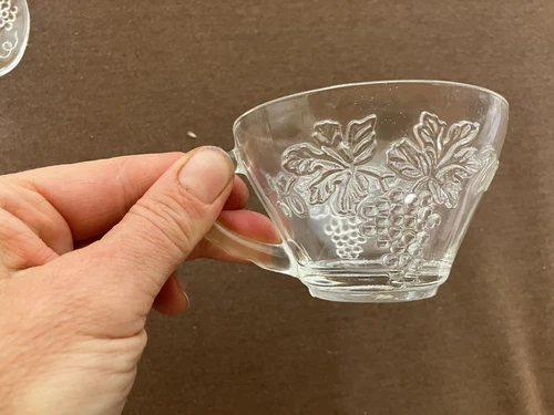 Vintage Anchor Hocking Clear Grape Pattern Punch Cup