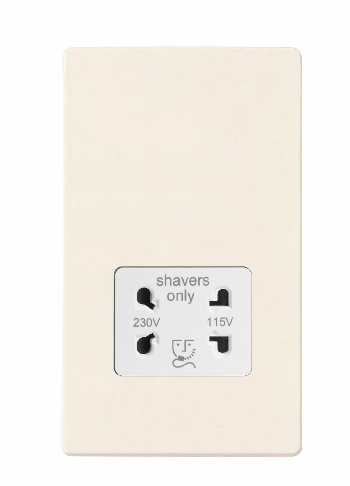 Varilight XDYSSWS.PD Screwless Primed Dual Voltage Shaver Socket 230V/115V
