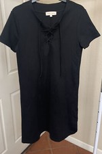 EIGHT SIXTY Ponte Knit Black Lace-Up Dress Size Small 420