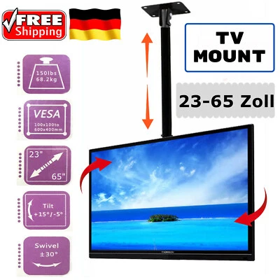 TV Deckenhalterung für 39-65" Zoll LCD LED TV Fernseher Deckenhalter Schwenkbar