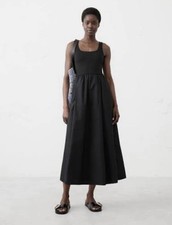 Banana Republic Black Mixed Media Midi Dress Size Petite XS NWT RT$130