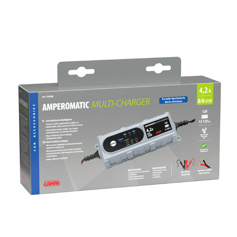 Lampa - Caricabatterie 12V 4.2a Auto Moto AGM Efb GEL Litio Ip65 Mantenitore di Carica - Miniatura 2