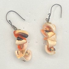 Vintage Y2K Natural Shell Chip Dangle Earrings Jewelry Beach Cowrie Fish Hook