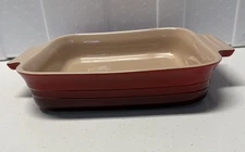 Le Creuset Red Ombré 9” Square Stoneware Casserole Baking - Mint Condition
