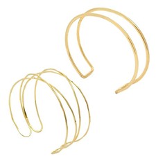 2PCS Gold Arm Cuff Bracelets for Women Jewelry Upper Arm Open Adjustable