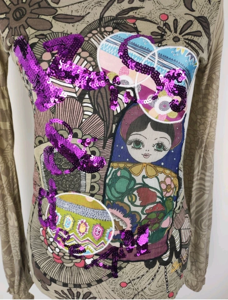Desigual Taille XS T-shirt à manches longues pour femme vert - Photo 4/4