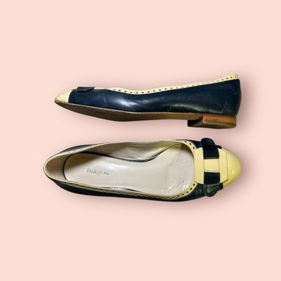 Paul & Joe - Yellow and Black Italian Leather Vintage Flats, size 7 (37.5)