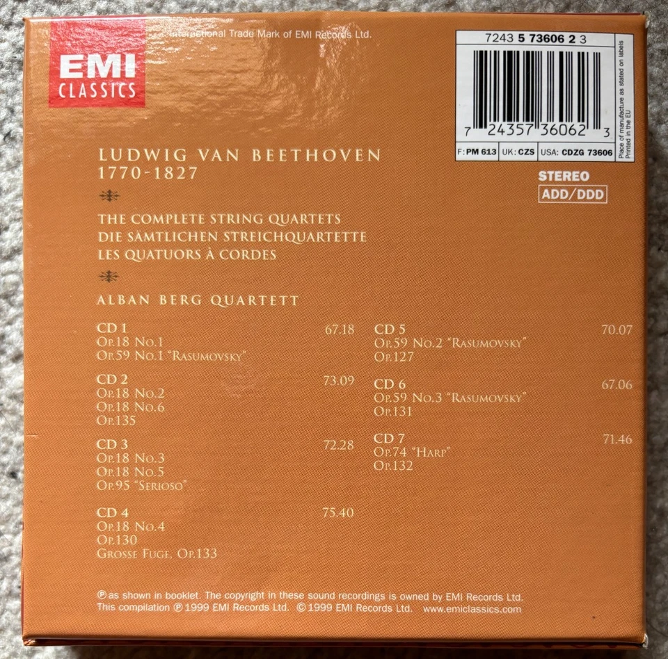 Beethoven - Complete String Quartets - EMI Classics 7xCD set - 5 73606 2 - Image 3 of 4