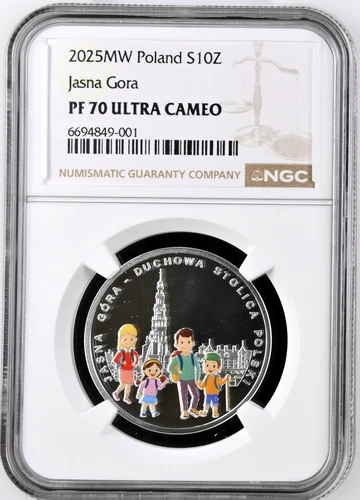 Poland 10 Zlotych 2025 NGC PF 70 Ultra Cameo UNC Silver Jasna Gora
