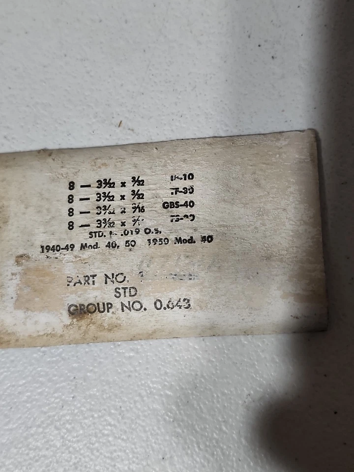 Винтажный 1940-49 Buick 40, 50 NOD поршневое кольцо набор GM P/N 1171211? См. описание - Изображение 4 из 4