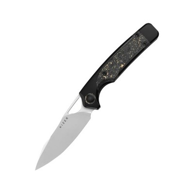 Kizer Ara Folding Knife Black Titanium with Gold Carbon Fiber Handle S35VN Blade