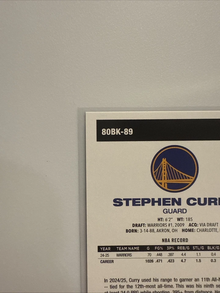 2025-26 Topps Basketball 45th Anniversary 1980 Stephen Curry Red Foil /5 🔥 🔥 - Image 3 of 4