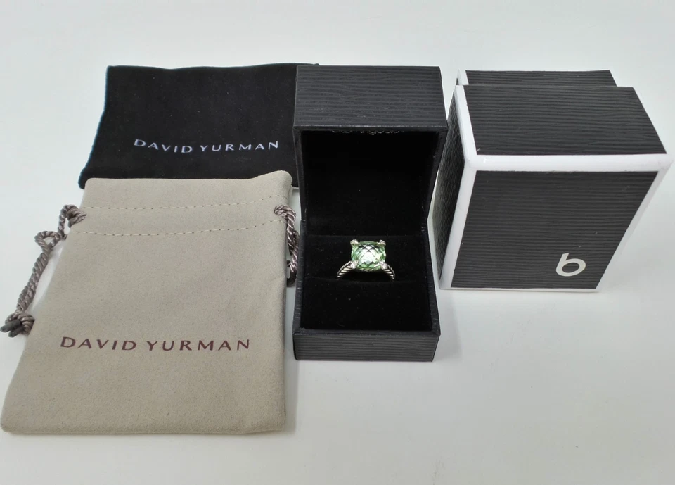 Anillo David Yurman Chatelaine Talla 6 Verde Prasiolita Plata de Ley 11 Mm Foto 2 de 4