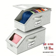 2 Pack Baseball Hat Storage Box Hats Organizer for Caps 16.1''L x 5"