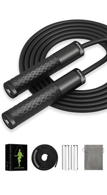 Weighted Jump Rope for Men, Women (1.5LB) - Alloy Steel Handles, Speed Skippi...