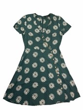 Madewell Forest Green Daisy-Print Button-Front Midi Dress