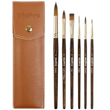 Travel Watercolor Brushes Set 6Pcs Kolinsky Sable Paint Brushes for Artists