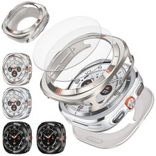 Metal Bumper Case For Galaxy Watch 7 8 Ultra 47mm Alloy Frame 2x Tempered Glass