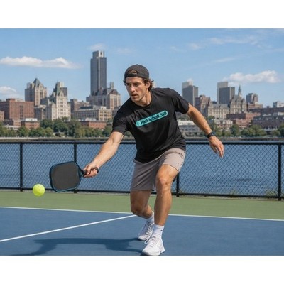 Real Essentials Pickleball 518 Mens Activewear T-Shirt Black Large Stretch Tee