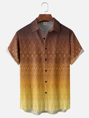 Classic Abstract Gradient Texture Casual Shirt