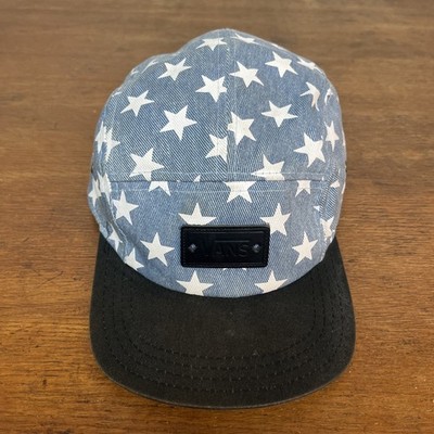 Vans White Star Denim Hat Cap 5 Panel Adjustable One Size