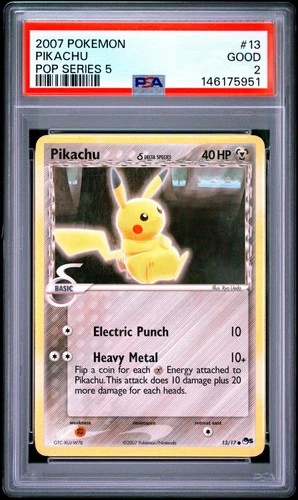 2007 POKEMON POP SERIES 5 #13 PIKACHU PSA 2