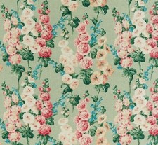 Sanderson Gardinenstoff 'HOLYHOCKS' 3,7 METER SALBEI/ROSE Leinenmischung