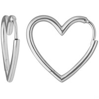 Paar Ohrringe Creolen Herzen Ohrschmuck Aus 925 Silber Rhodiniert 19,3X1,8Mm
