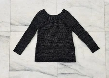 Narciso Rodriguez Design Nation Sweater Black Metallic Crochet Knit Womens Large